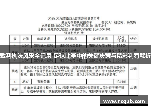 裁判执法风采全记录 足球比赛中的关键决策与精彩判罚解析